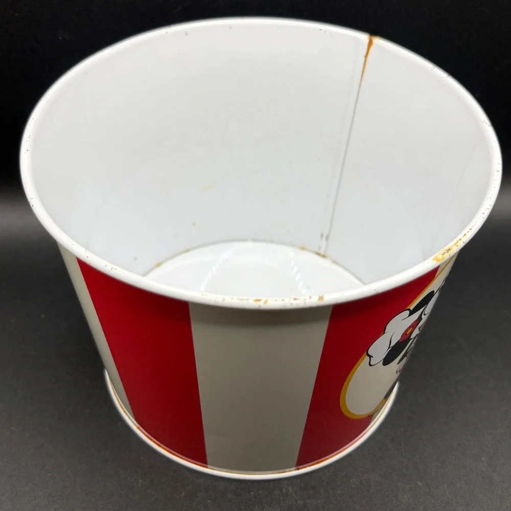 Vintage Disney Minnie Mouse Striped Metal Popcorn Bucket, Disney Collectibles